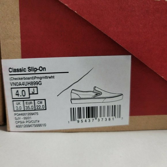 NEW Vans Classic Slip-on Maroon Checkered Women's Athletic Casual Skate Shoes - Picture 7 of 10